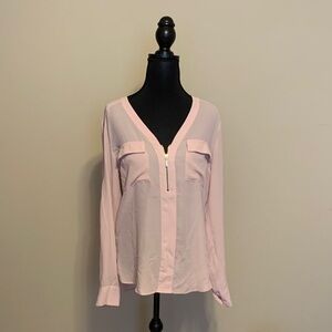 Express Light Pink V-Neck Blouse